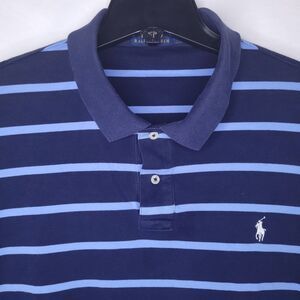 Ralph Lauren Polo Shirt Mens XXL Striped Blue White Pony Cotton